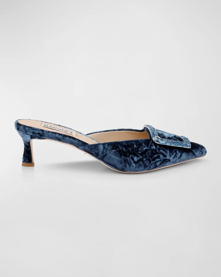 Abigayl Velvet Buckle Mule Pumps
