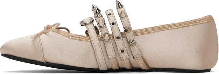 ABRA Beige Spike Ballerina Flats - Image 3