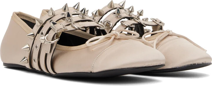 ABRA Beige Spike Ballerina Flats - Image 4