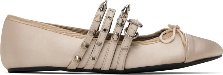 ABRA Beige Spike Ballerina Flats