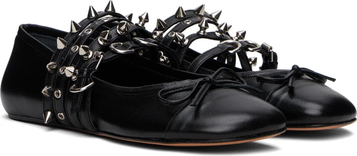 ABRA Black Spike Ballerina Flats - Image 4
