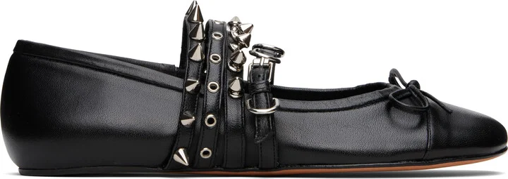 ABRA Black Spike Ballerina Flats