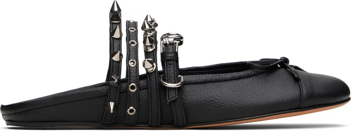 ABRA Black Spike Ballerina Mules