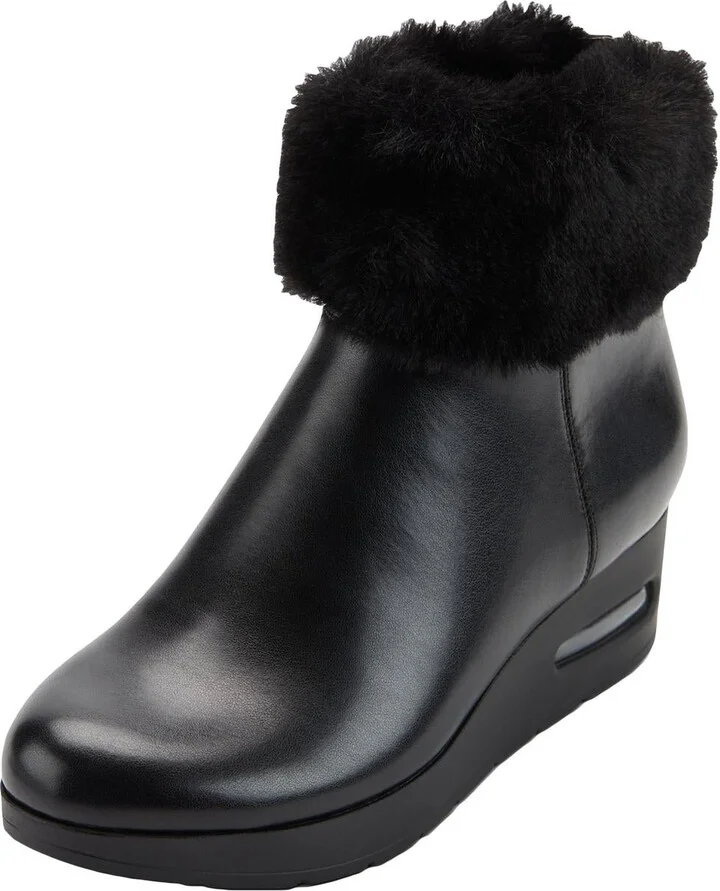 Abri Womens Faux Leather Faux Fur Lined Booties