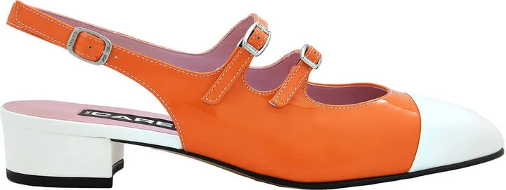 Abricot Leather Slingback Pumps