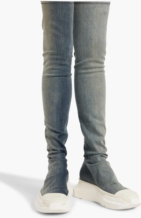 Abstract over-the-knee denim platform boots - Image 2