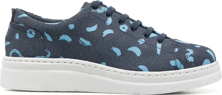 Abstract-Pattern Lace-Up Sneakers