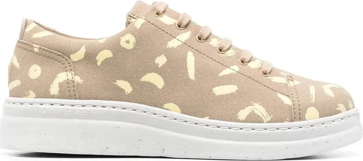 Abstract-Pattern Lace-Up Sneakers