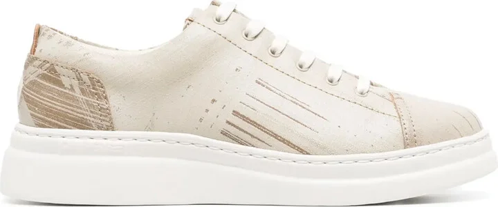 Abstract-Pattern Lace-Up Sneakers