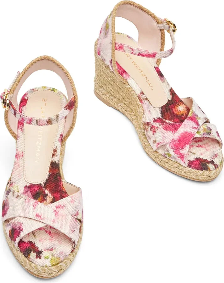Abstract Print Wedge Sandals - Image 4