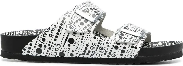 Abstract Spot Print Two-Strap Sandals