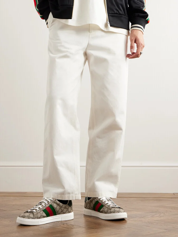 Ace Leather and Webbing-Trimmed Monogrammed Canvas Sneakers - Image 2