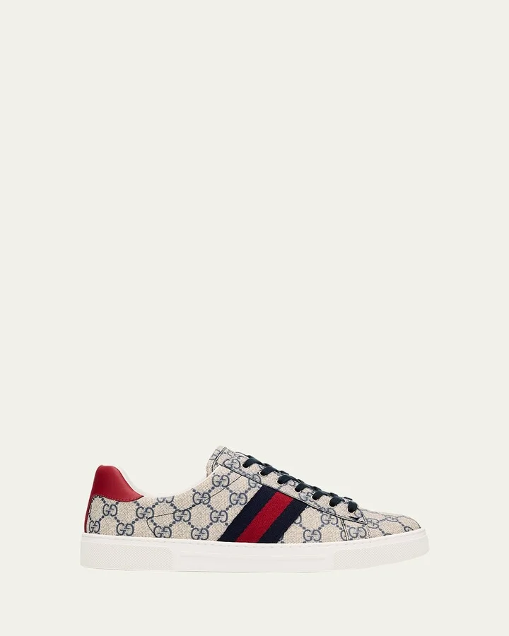 Ace Monogram Canvas Low-Top Sneakers