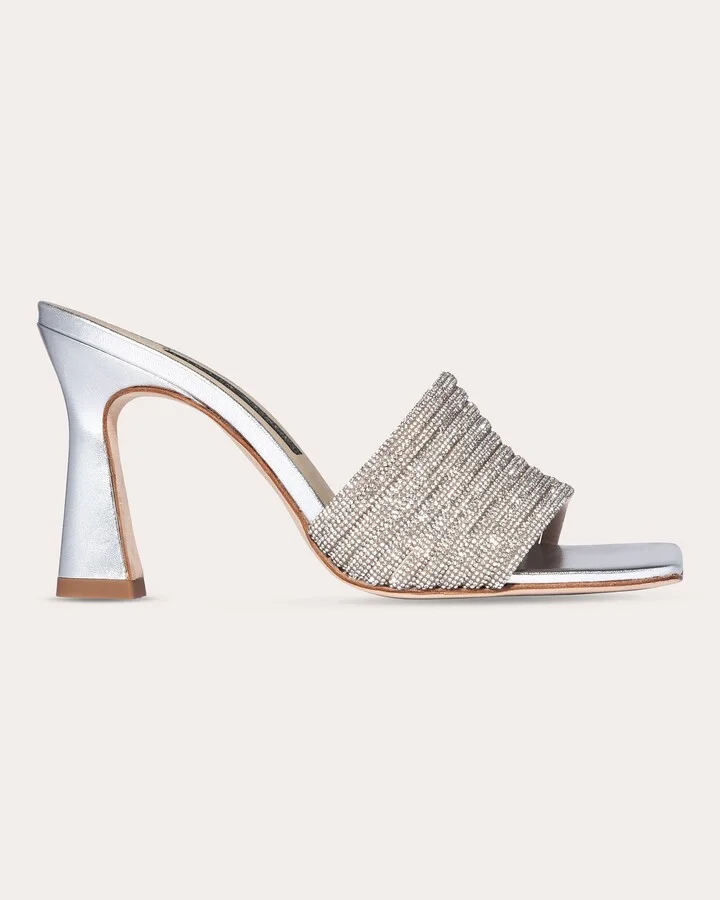 Ace Swarovski-Crystal Embellished Metallic-Leather Mule