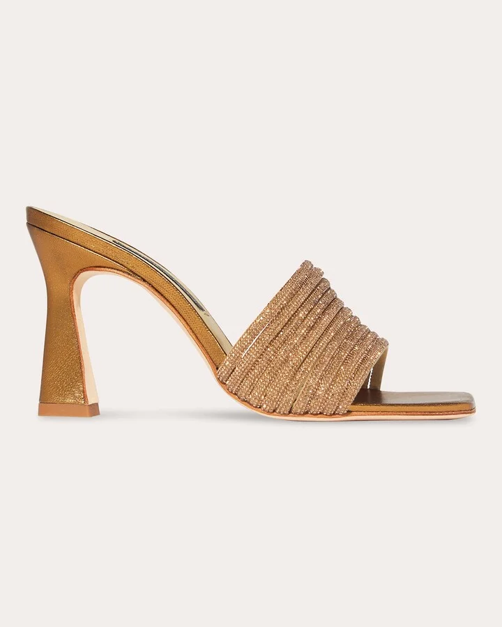 Ace Swarovski-Crystal Embellished Metallic-Leather Mule