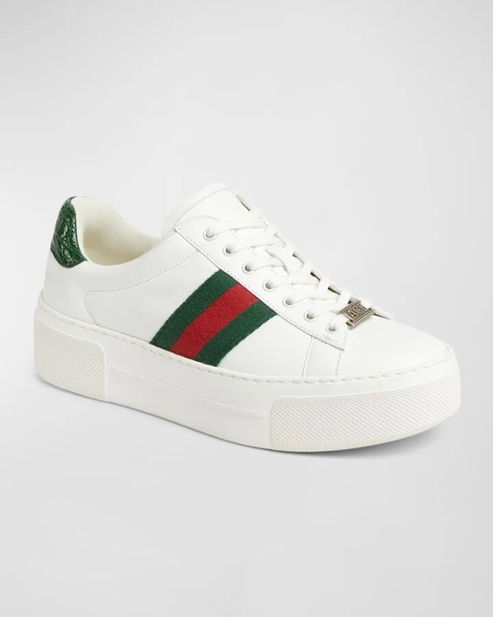 Ace Web Mixed Leather Sneakers - Image 3
