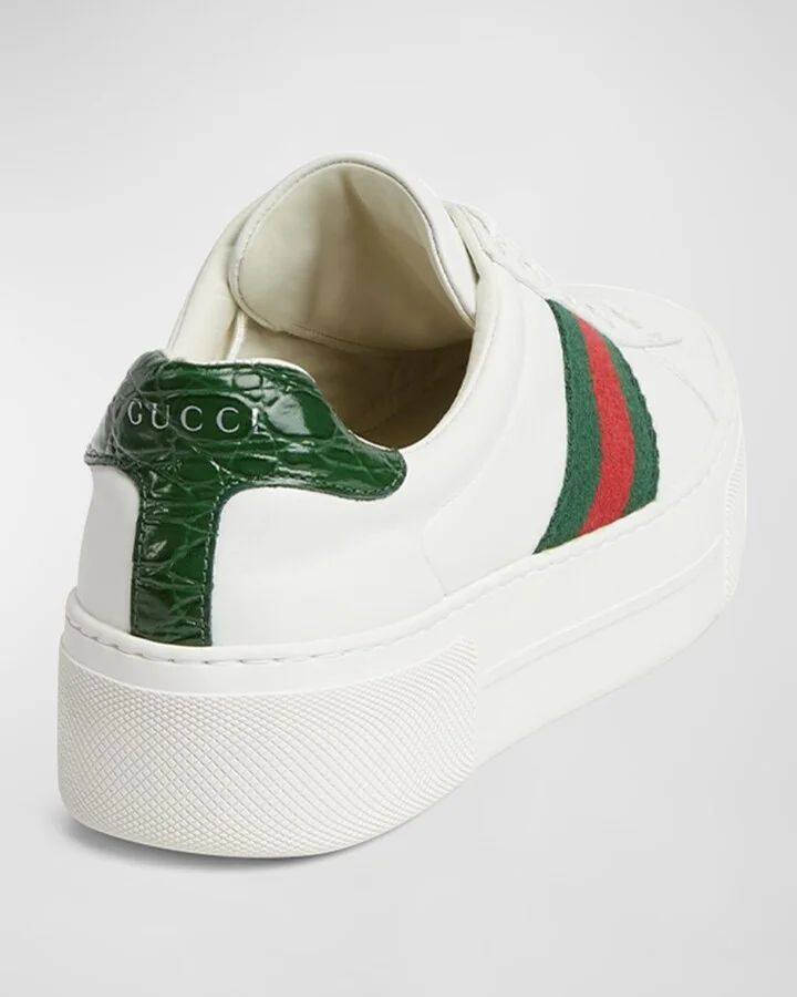 Ace Web Mixed Leather Sneakers - Image 4