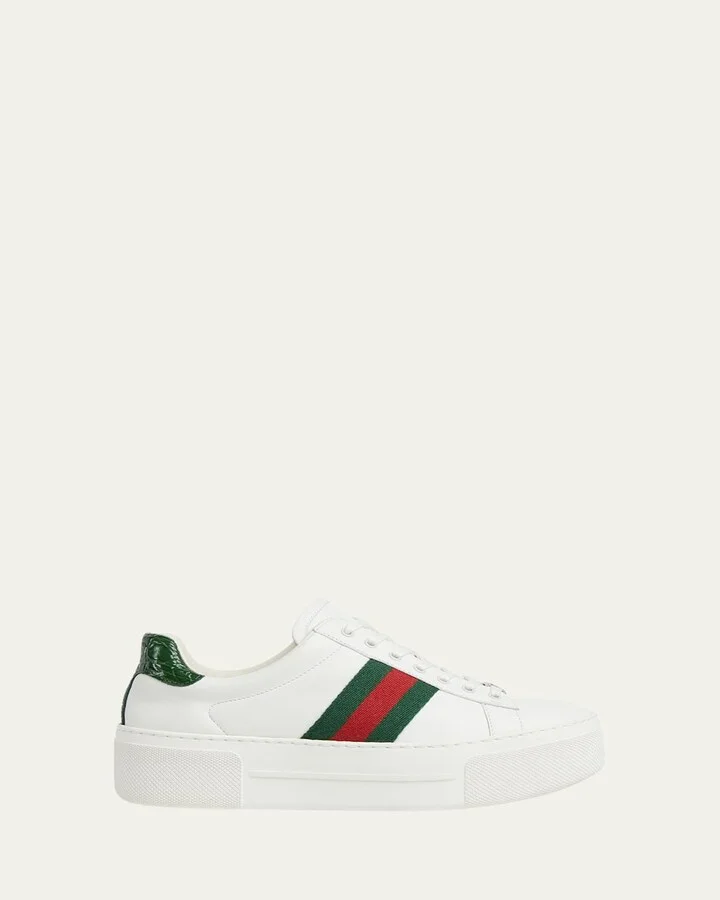 Ace Web Mixed Leather Sneakers