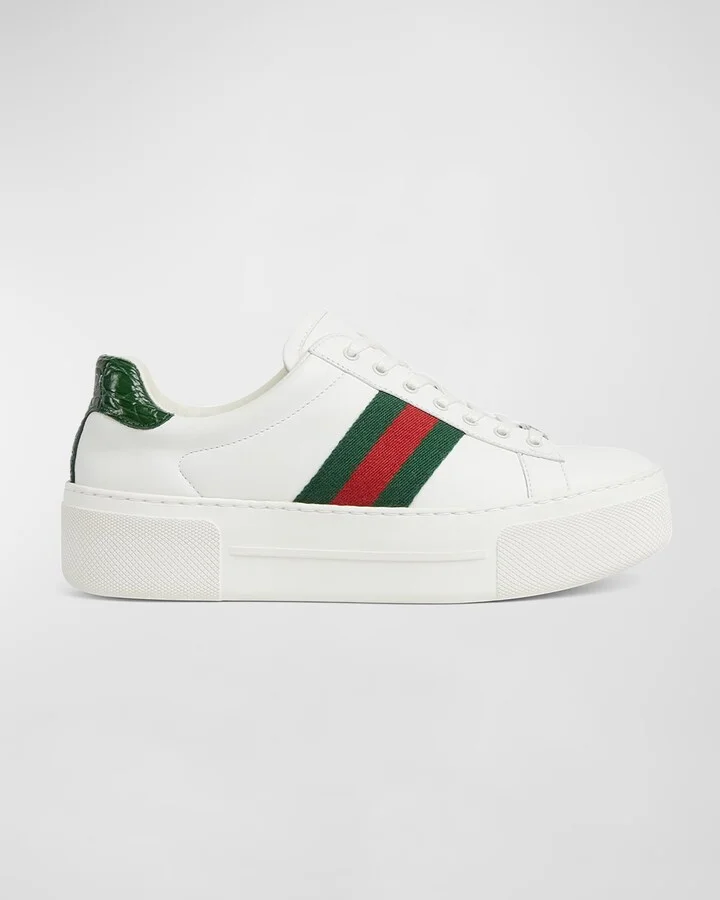Ace Web Mixed Leather Sneakers