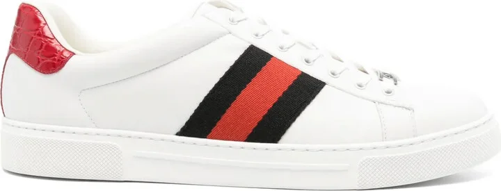 Ace web-trim leather sneakers