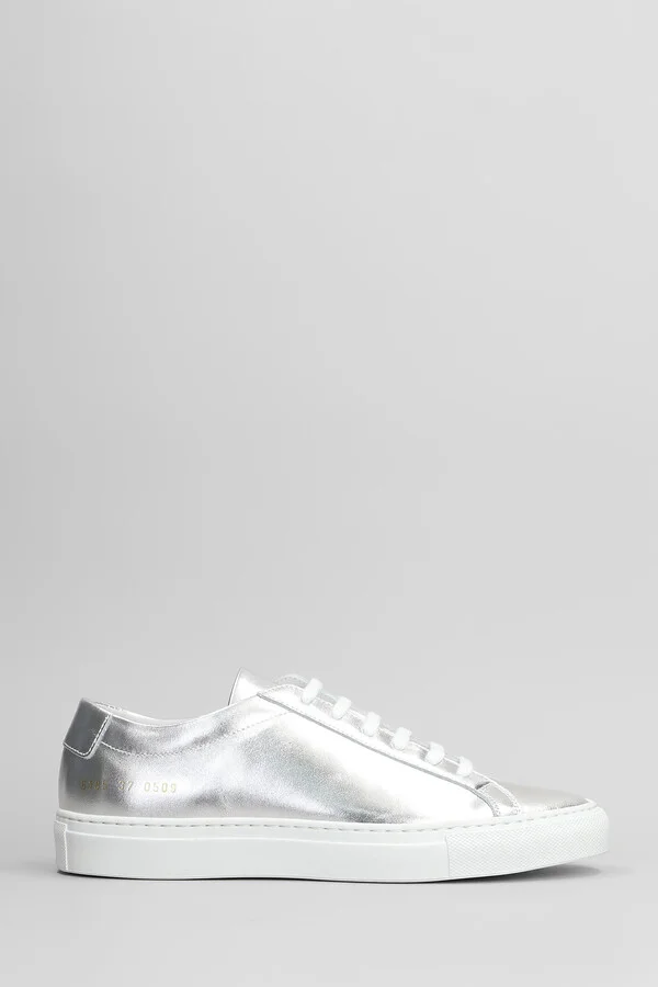 Achilles Shiny Sneakers In Silver Leather