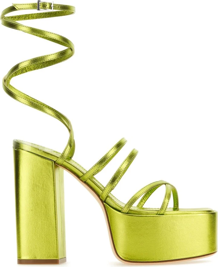 Acid green leather Evita sandals