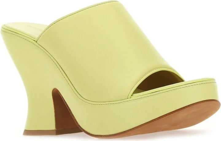 Acid Green Nappa Leather Stack Sabot - Image 2