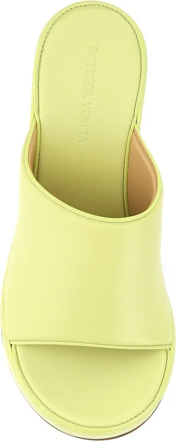 Acid Green Nappa Leather Stack Sabot - Image 4