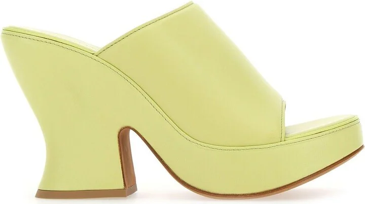 Acid Green Nappa Leather Stack Sabot