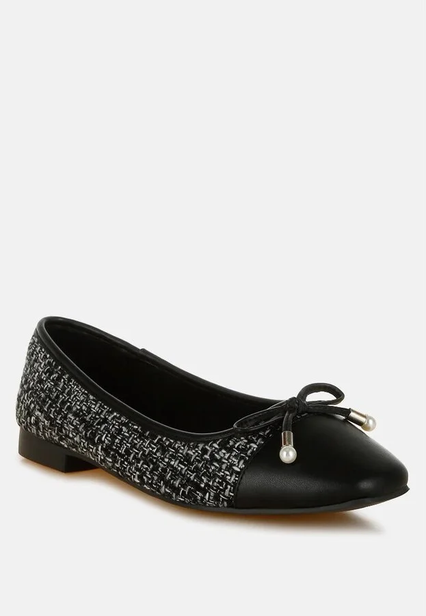 Acino Boucle Pearl Bow Ballerinas - Image 2