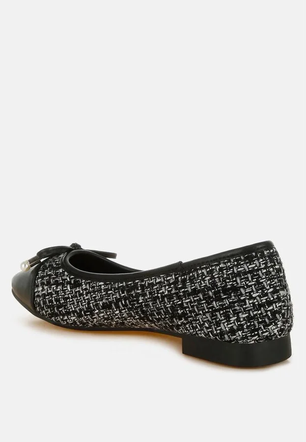 Acino Boucle Pearl Bow Ballerinas - Image 3