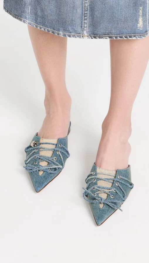 Acne Studios Bitten Denim Flats - Image 3