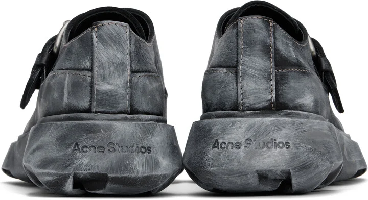 Acne Studios Black & Gray Buckle Leather Loafers - Image 2