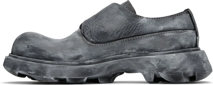 Acne Studios Black & Gray Buckle Leather Loafers - Image 3