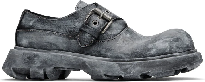 Acne Studios Black & Gray Buckle Leather Loafers