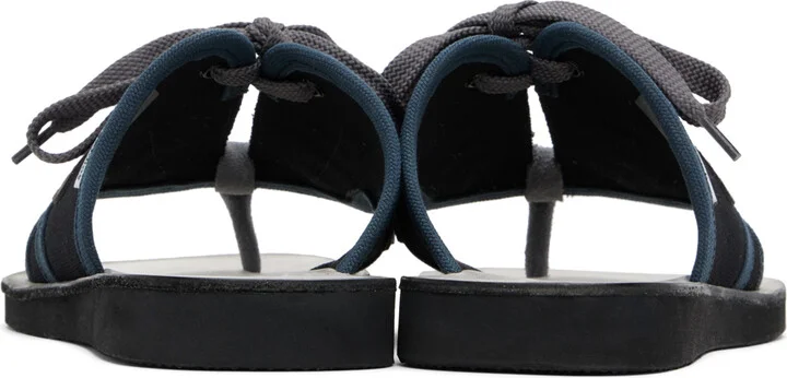 Acne Studios Black & Gray Lace-Up Leather Sandals - Image 2