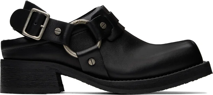 Acne Studios Black Leather Buckle Loafers