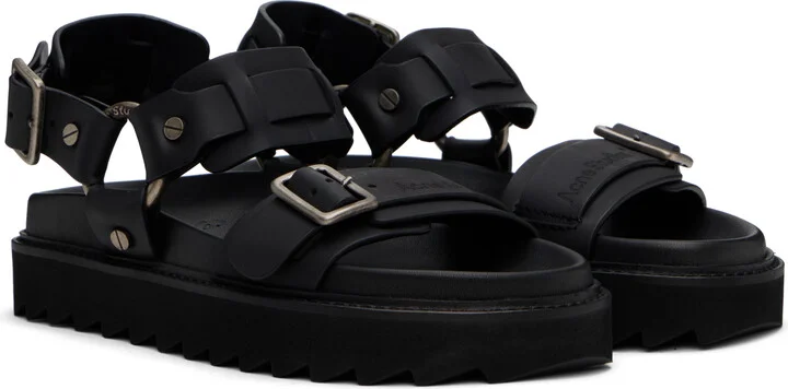 Acne Studios Black Leather Buckle Sandals - Image 4