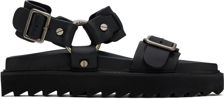 Acne Studios Black Leather Buckle Sandals