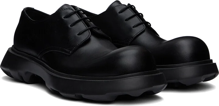 Acne Studios Black Leather Lace-Up Derbys - Image 4