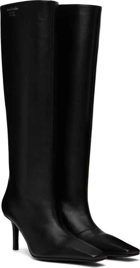 Acne Studios Black Leather Tall Boots - Image 4