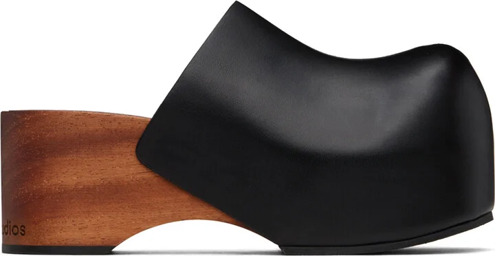 Acne Studios Black Leather Wood Clogs