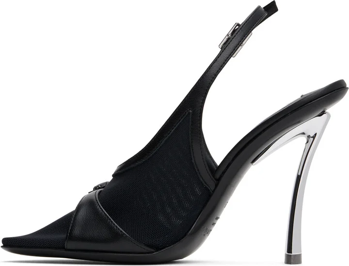 Acne Studios Black Mesh Slingback Heels - Image 3