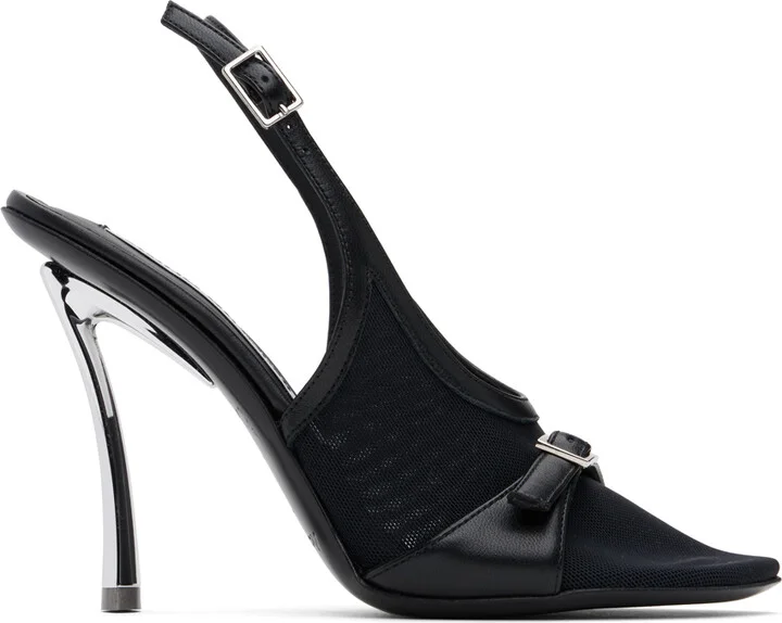 Acne Studios Black Mesh Slingback Heels