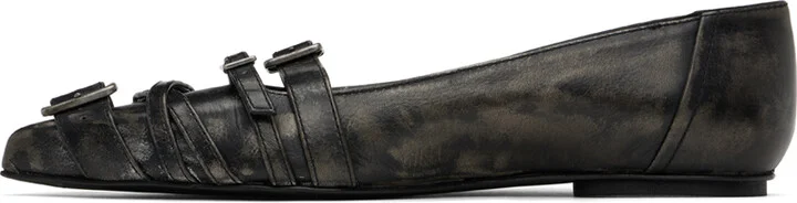 Acne Studios Black Pin-Buckle Ballerina Flats - Image 3