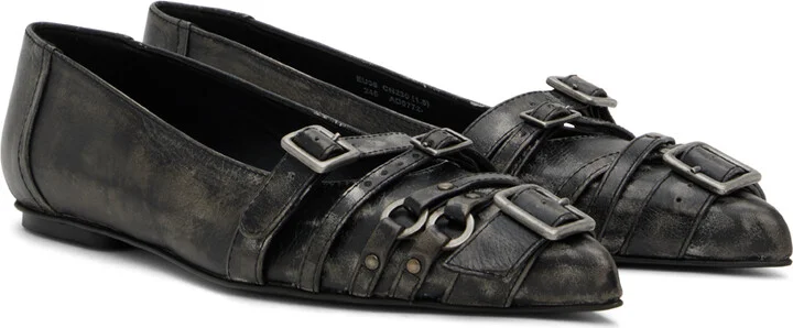 Acne Studios Black Pin-Buckle Ballerina Flats - Image 4