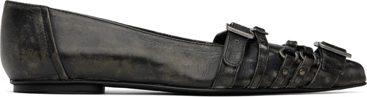 Acne Studios Black Pin-Buckle Ballerina Flats