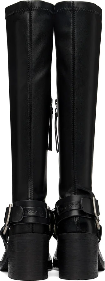 Acne Studios Black Pull-On Buckle Tall Boots - Image 2