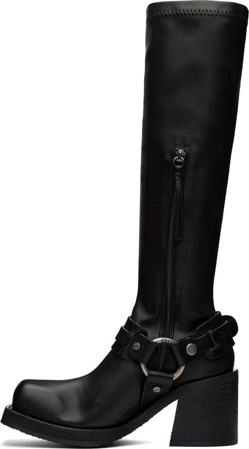 Acne Studios Black Pull-On Buckle Tall Boots - Image 3