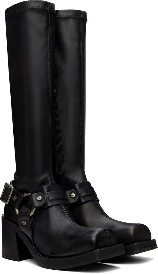 Acne Studios Black Pull-On Buckle Tall Boots - Image 4